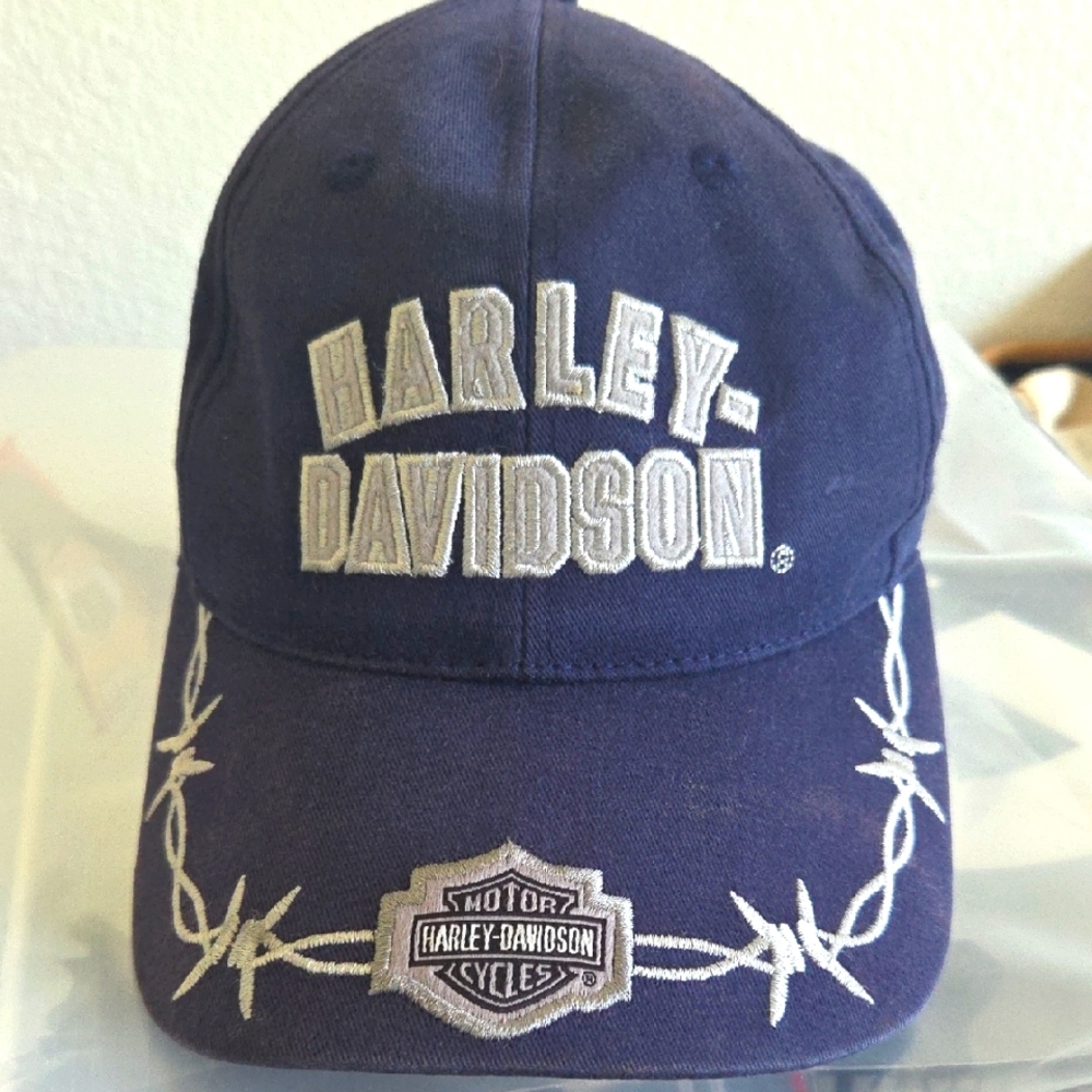 Harley-Davidson Navy Cap with Embroidered Barbwire